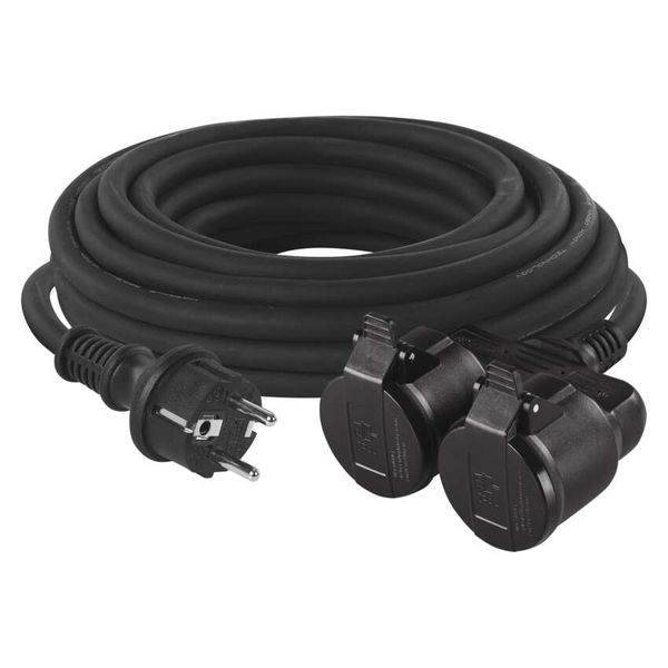 Extension Cord 10 m / 2 socket / black / rubber / 250 V / 1.5 mm2 image 1