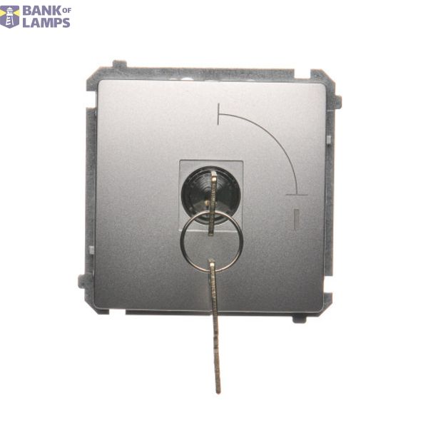 Single pole switch with key, 2 positions, "0-I" (modul). Possibility to remove the key in both positions ; silver image 1