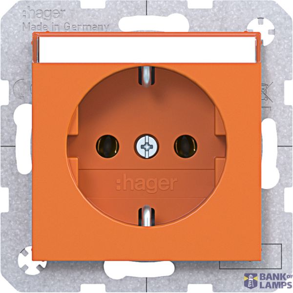 SCHUKO wall socket, text field, plug-in cable, A.x/C.x, orange image 1