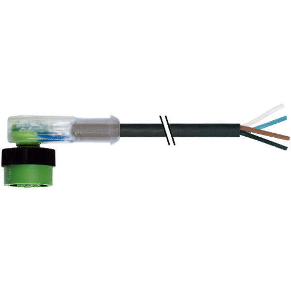 MQ12 female 90° A-cod. with cable LED PVC 4x0.34 bk UL/CSA 25m image 1