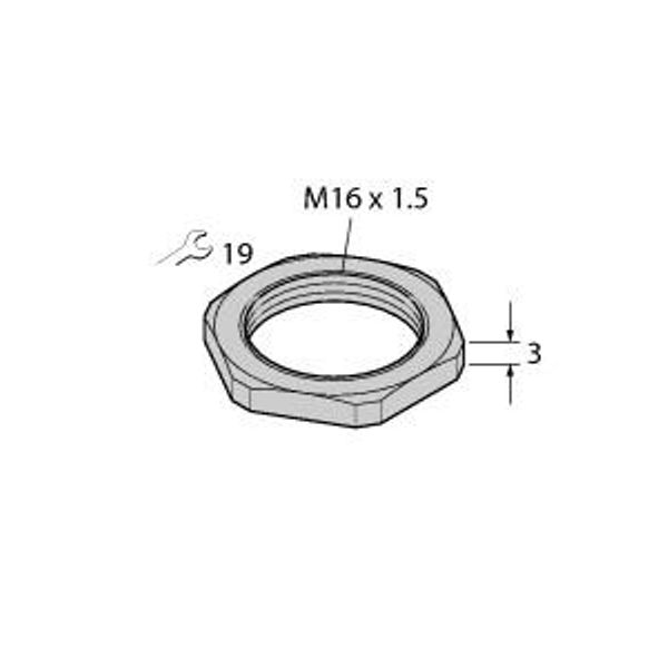 Coupling Nut for Flanges   SECHSKANTMUTTER M16X1.5. SW19 image 1