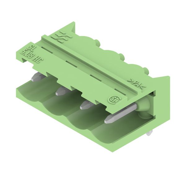 PCB plug-in connector, male header, open side, THT solder connection, 5.08 mm, Number of poles: 4, 90°, Solder pin length (l): 3.2 mm, tinned, Pale green, Box image 3