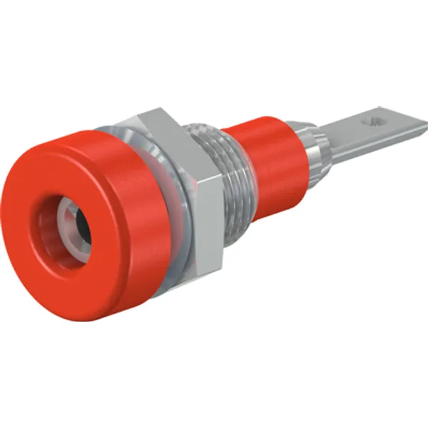 2 mm socket, flat plug connection, mounting Ø 6.4 mm, red, 23.0030-22 image 1