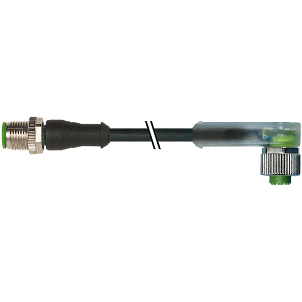 M12 male 0° / M12 female 90° A-cod. LED PUR 5x0.34 bk 16m image 1