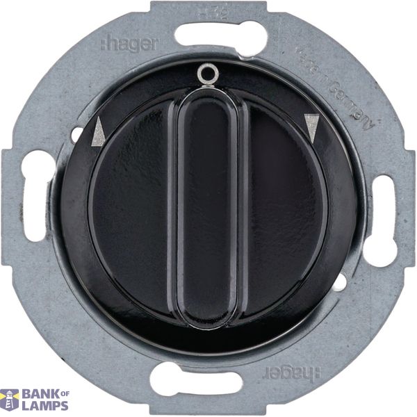 Single-pole blind rotary switch with knob, Series 1930/Glass, black image 1