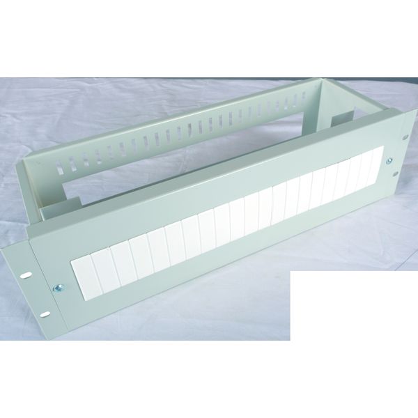 19" DIN-Rail panel, 3U, 21MW RAL7035 image 1