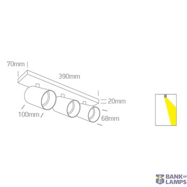 BLACK GU10 3x10W DARK LIGHT image 2