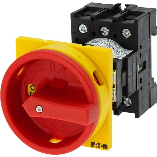 P1-25/V/SVB Main switch, P1, 25 A, rear mounting, 3 pole, Emergency switching off function, With red rotary handle and yellow locking ring, Lockable in the 0 (Off image 5