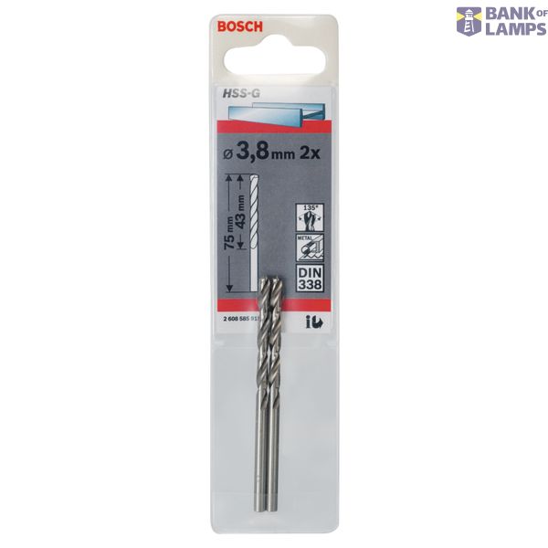 Metal drill bits HSS-G, DIN 338 3,8 x 43 x 75 mm 2 pcs. image 2
