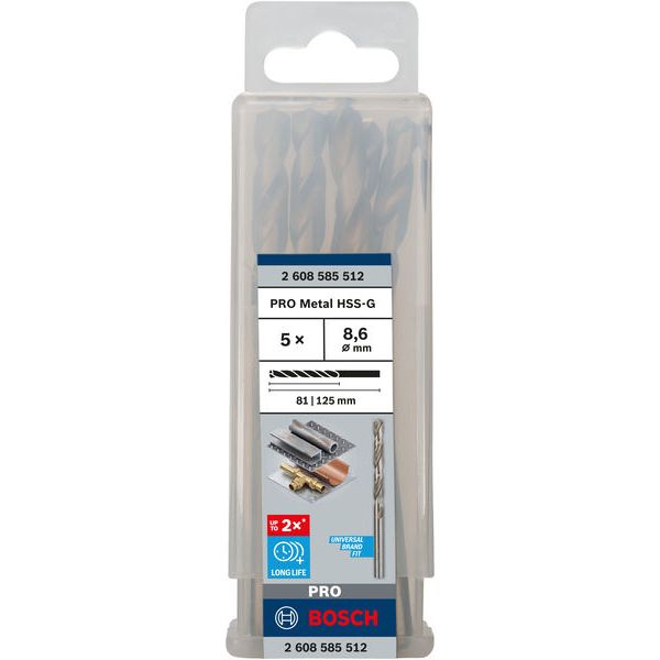 Metal drill bits HSS-G, DIN 338 8,6 x 81 x 125 mm 5 pcs. image 1