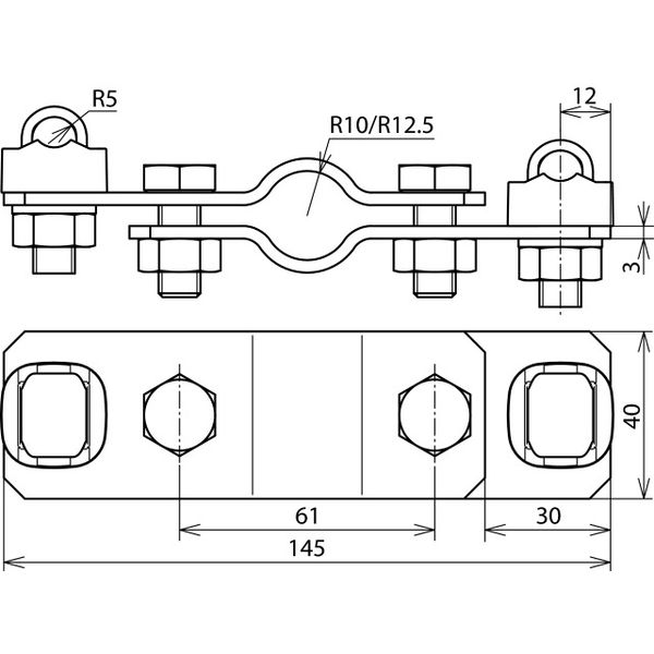Connection bracket f. earth rods St/tZn D 25mm both-sided KS connec. R image 2