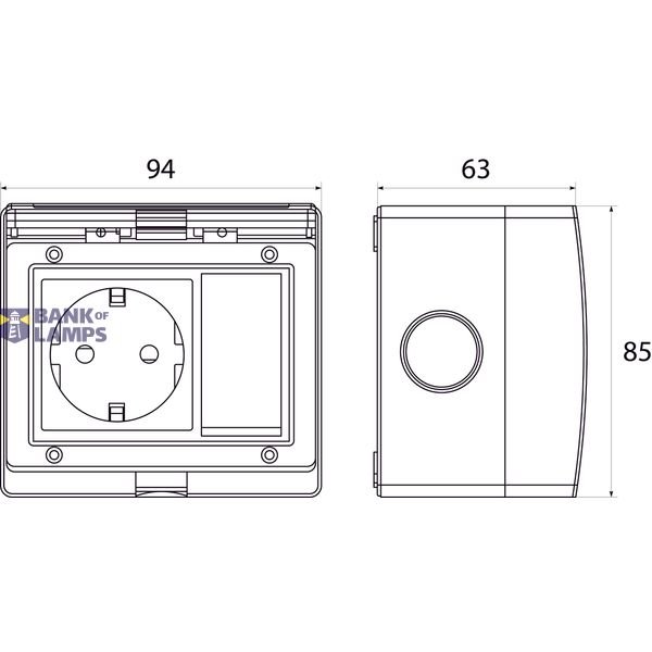 Single Schuko socket + single surface-mounted switch GPSWPN IP55 "AQUA55" image 2