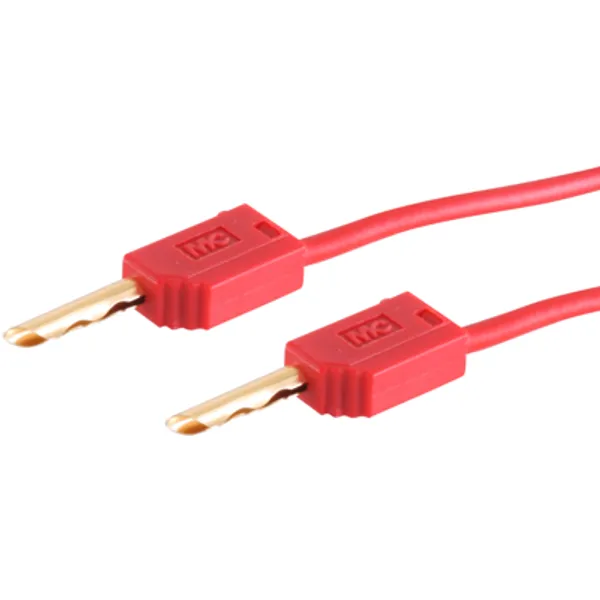 Measuring lead with (2 mm hollow plug, straight) to (2 mm hollow plug, straight), 600 mm, red, PVC, 0.5 mm², 28.0033-06022 image 1