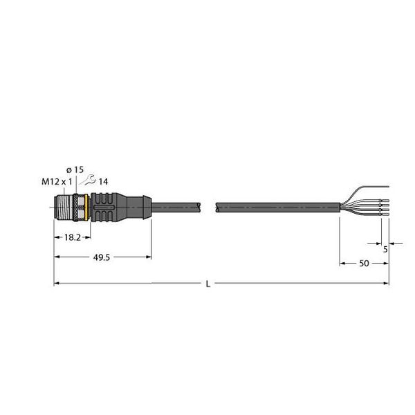 Actuator and Sensor Cable, PUR Connection Cable   RSC5.501T-2/TXL image 1