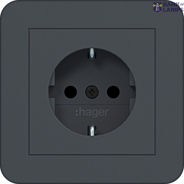 SCHUKO wall socket with cover, Safety Plus, plug-in class C.1 anthracite image 1
