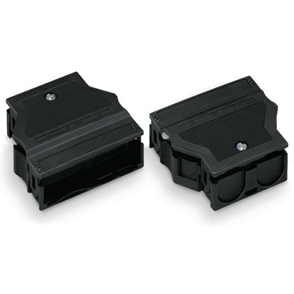 Strain relief housing 5-pole for 2 cables black image 1