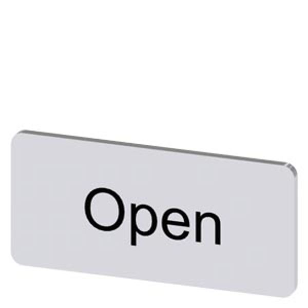 Labeling plate 12.5 x 27 mm, silver-colored label, labeling: Open image 1