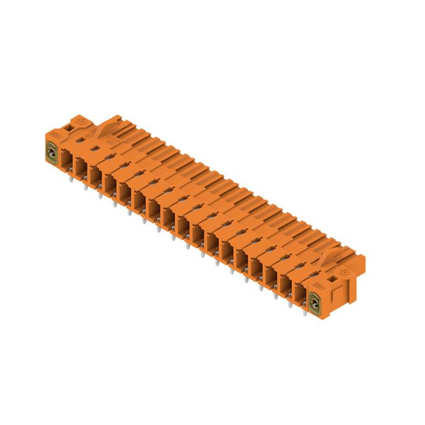 PCB plug-in connector, female header, Inverted flange, THT solder connection, 5.08 mm, Number of poles: 17, 90°, Solder pin length (l): 3.2 mm, tinned, orange, Box image 2