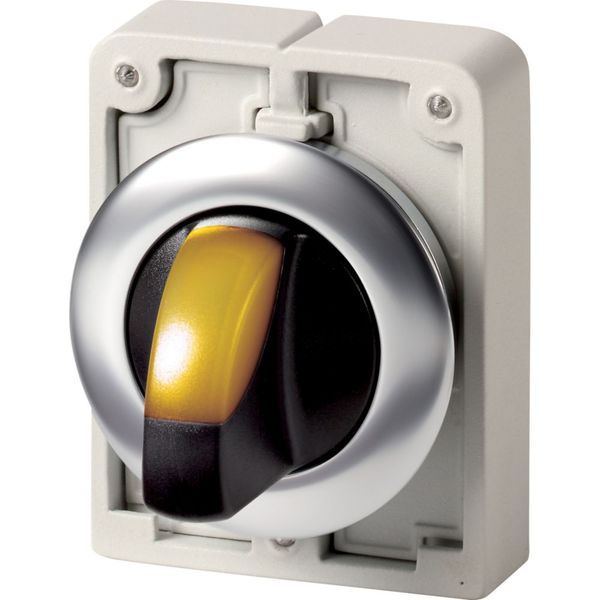 M30I-FWLKV-Y Illuminated selector switch actuator, RMQ-Titan, with thumb-grip, maintained, 2 positions (V position), yellow, Front ring stainless steel image 6