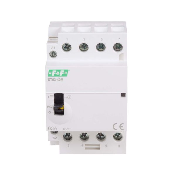 Modular contactor with manual control, rail mounting, 4NO contacts, 63A 3 modules 4NO contacts; ST63-40-M image 2