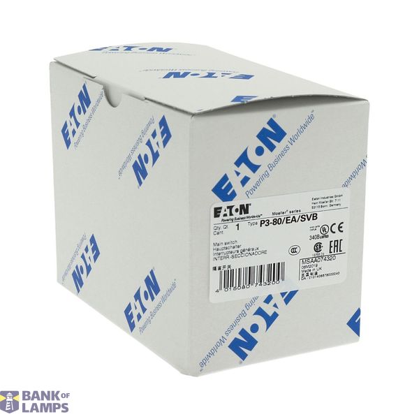 P3 Main switch, 80 A,Flush mounting, 3 pole, Form EA/SVB, Red, Door co image 5