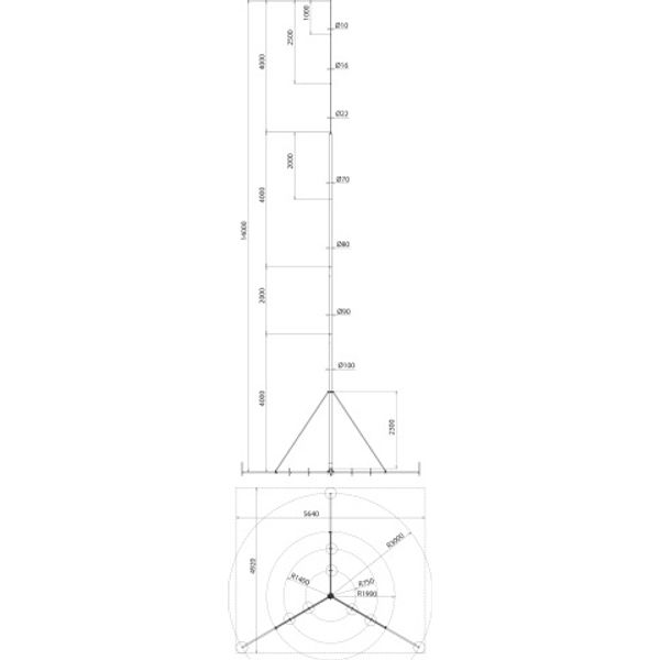 Air-termination rod L 14m w. fixing kit and hinged tripod R 3000mm image 2