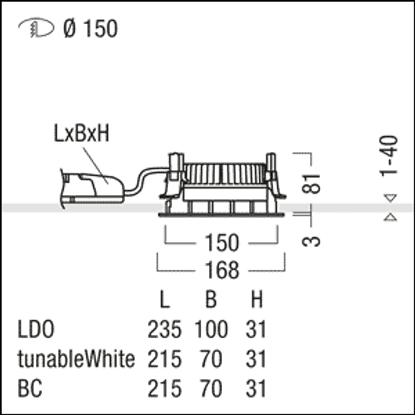 P-INF R150L 1800-927-65 LDO WH WH - LED ceiling-recessed luminaire image 3