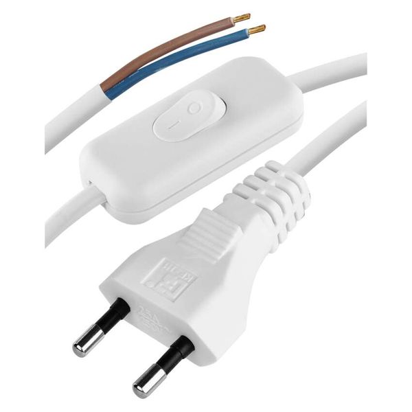 Power Cord PVC 2× 0,75mm2 with switch, 3m, white image 1