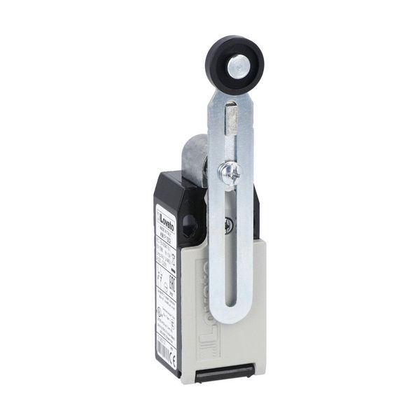 Limit switch, K series, adjustable roller lever, 1 bottom cable entry. Dimensions to EN 50047, metal body, contacts 2NC independent. Plastic roller image 1