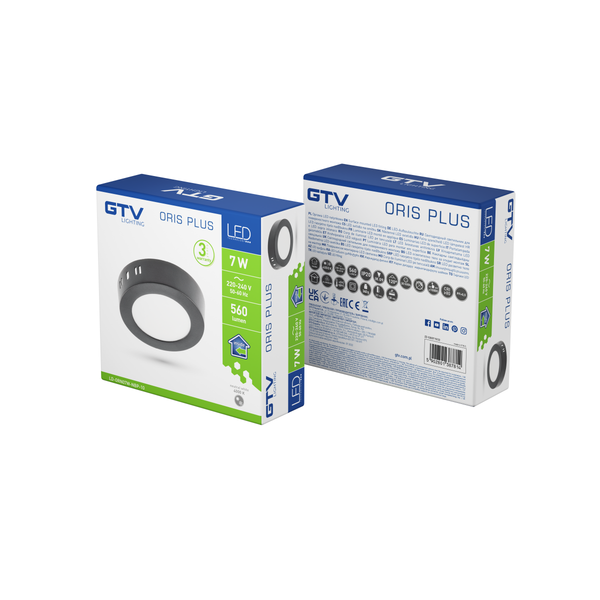 LED luminaire ORIS PLUS, 7 W, 560 lm, IP20, AC220-240V, 120°, 4000K, surface-mounted, black image 2