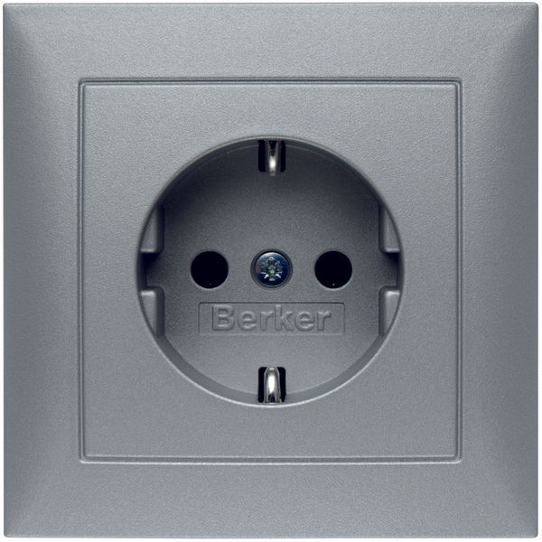 SCHUKO soc. out. cover plate, S.1, al., matt, lacq. image 1
