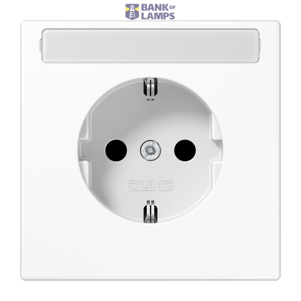 Central plate for SCHUKO® sockets with labeling field, Duroplast, LS series, alpine white image 1