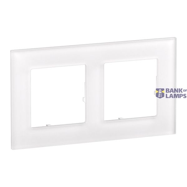 2 GANG PLATE WHITE GLASS image 1