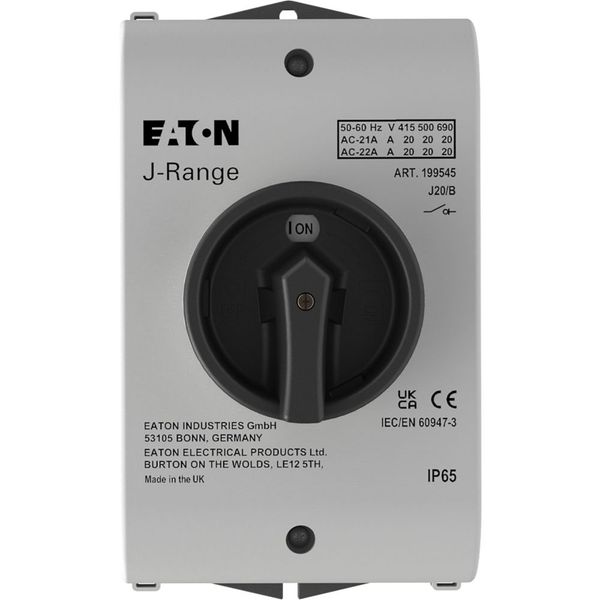 J20/B Main switch, 20 A, surface mounting, 3 pole, STOP function, With black rotary handle and locking ring, Lockable in the 0 (Off) position image 5