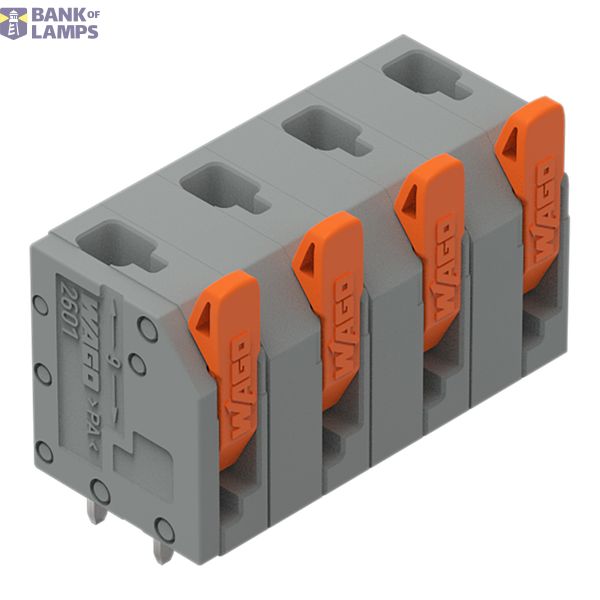 2601-3304 PCB terminal block; lever; 1.5 mm²; Pin spacing 7.5 mm; 4-pole; Push-in CAGE CLAMP®; 1,50 mm²; gray image 1