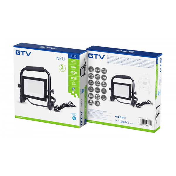 Portable LED floodlight NELI, 50 W, 4500 lm, 6400K, AC220-240V, IP65, cable 1.5 m image 1