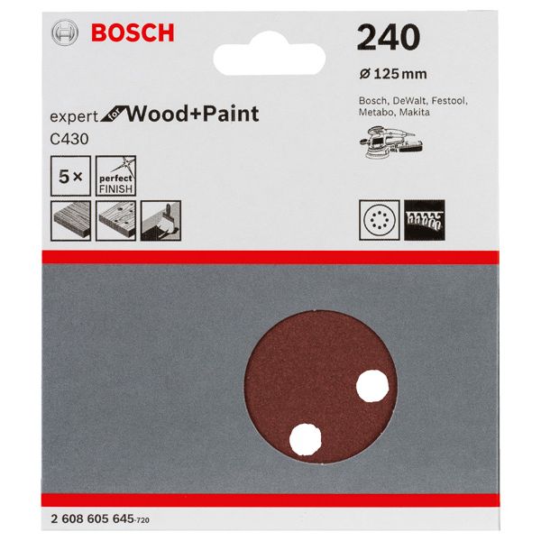 C430 sanding sheet, pack of 5 125 mm, 240 image 3