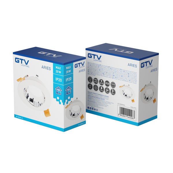 Spot luminaire housing ARIES, IP20, PC, Ø90*30 mm, round, white/chrome image 3