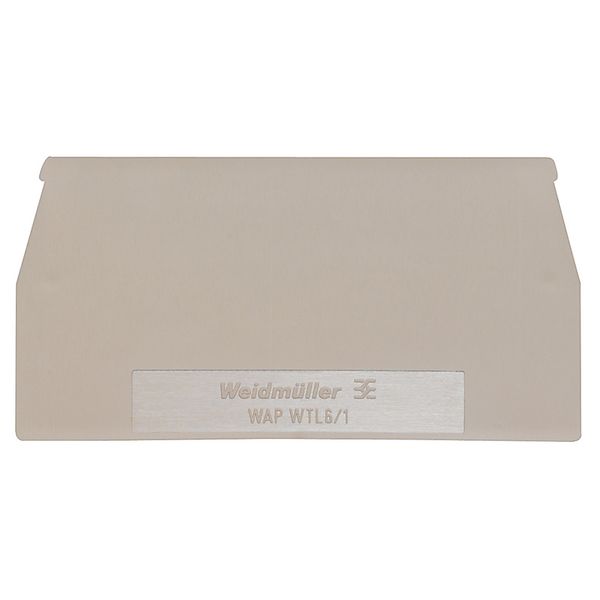 End plate for terminals, dark beige, Height: 65 mm, Width: 1.5 mm, V-0, Wemid, Snap-on: Yes image 1