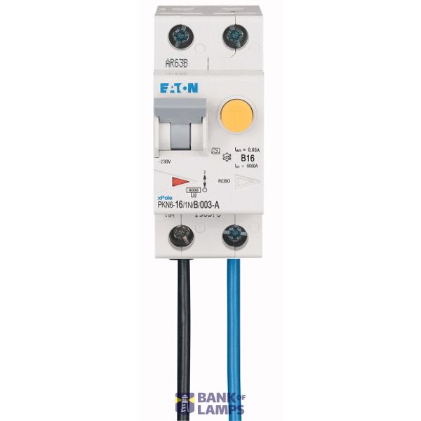 RCD/MCB combination switch 6kA 1P+N 16A B-kar 30mA FLEX aside image 1