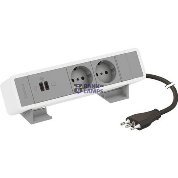2 SOCKETS IT USB C+C 63WPD 2M CORD WITH PLUG image 1