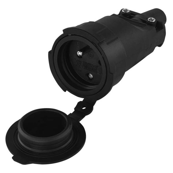 Rubber Socket for extension cord - black image 1
