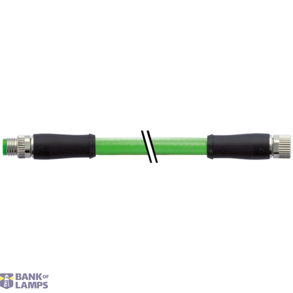 M8 male 0° / M8 female 0° D-cod. shielded PUR 1x4xAWG22 gn 3m image 1