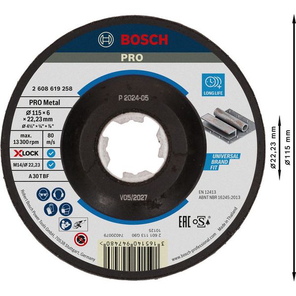 X-LOCK Expert for Metal 115x6x22.23 Depressed Grinding image 1