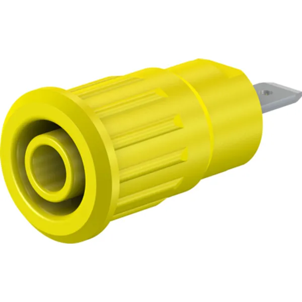 4 mm socket, flat plug connection, mounting Ø 12.2 mm, CAT III, yellow, 49.7079-24 image 1