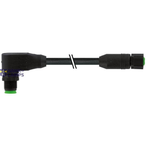 M12 male 90° / M12 female 0° A-cod. Lite PVC 8x0.25 bk UL/CSA 2m image 1