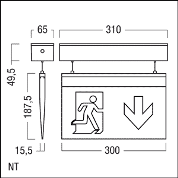 PURESIGN/COMSIGN 150 P MSC-WF15 E3D SR - Escape sign luminaire image 2