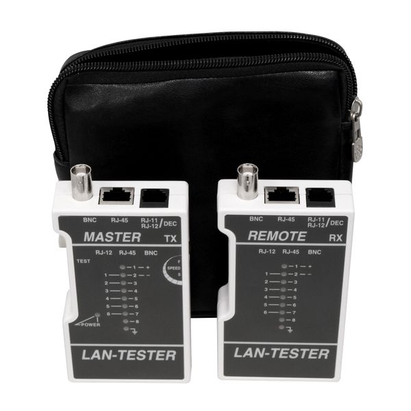 Cable tester RJ45 (UTP+STP) / RJ11 / Coax with bag image 1