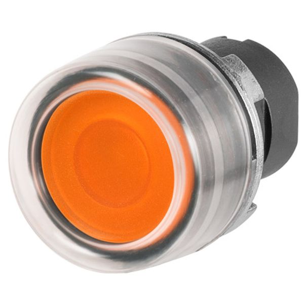 Guarded push-button, illuminated, orange, rubber cap image 1