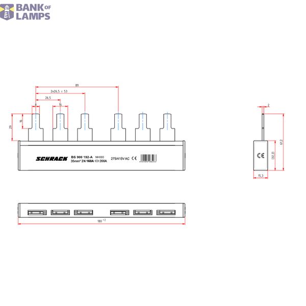 ARROW II-busbar 2xC00 for 3-pole fuse switch image 2